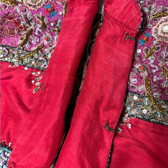 Chico’s Silk Beaded Jacket Size 1 (M 8/10) – Embellished Boho Statement - Picture 7 of 12